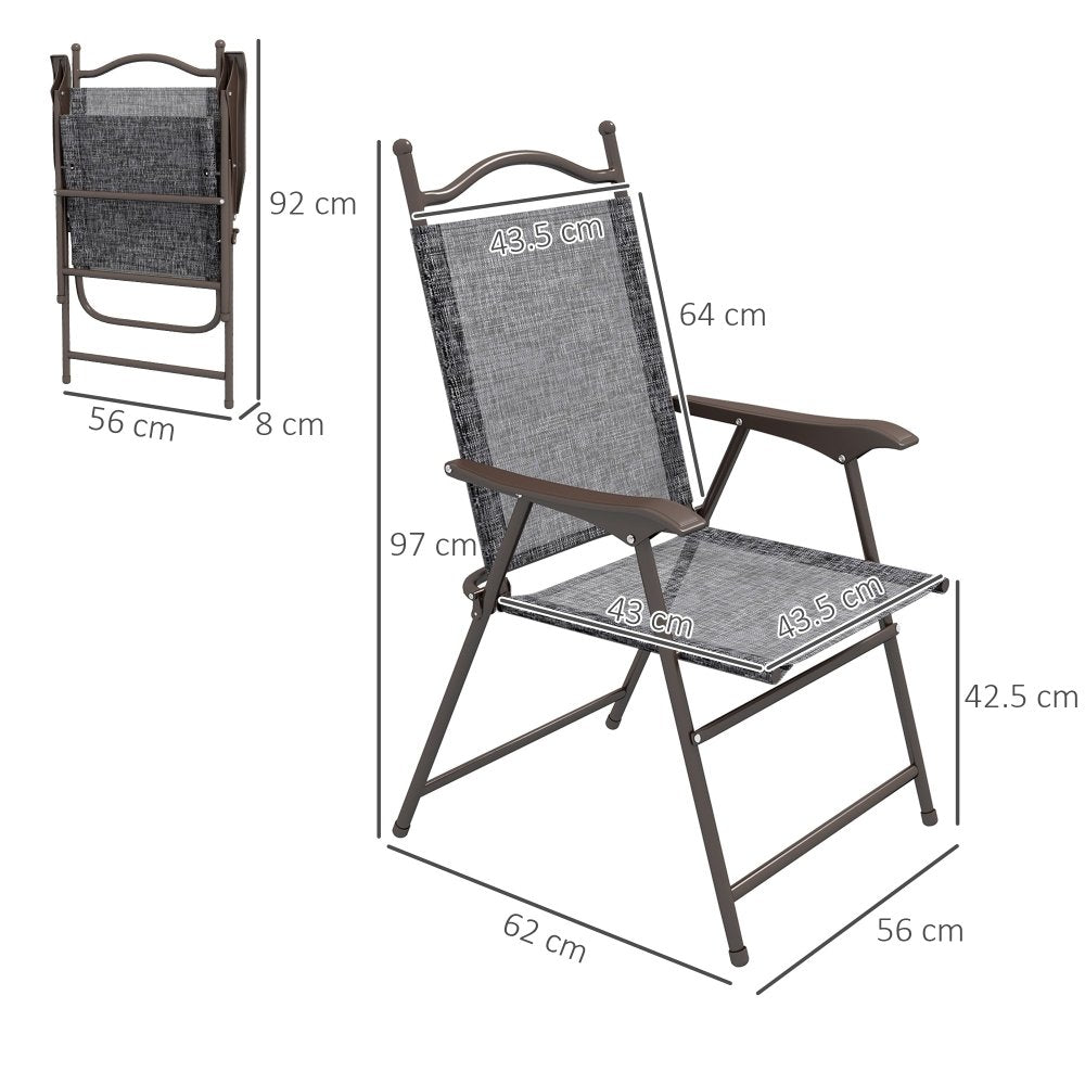 Two Folding Garden Chairs - Dark Brown