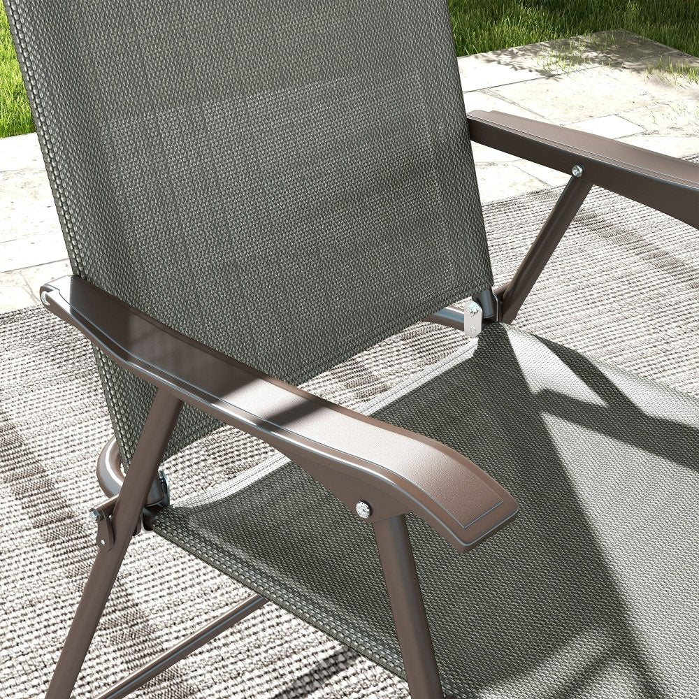 Two Folding Garden Chairs - Dark Brown