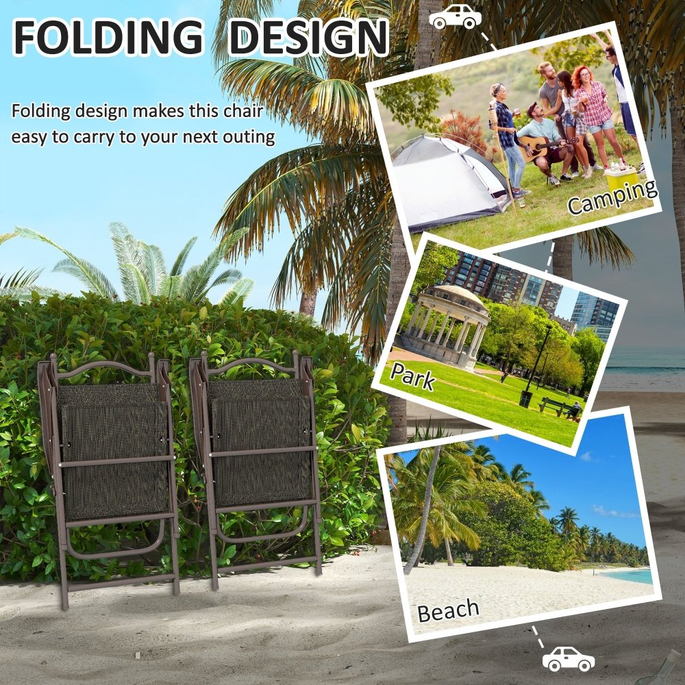Two Folding Garden Chairs - Dark Brown