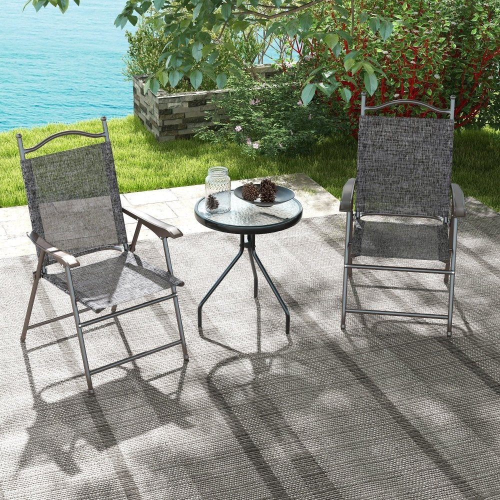 Two Folding Garden Chairs - Dark Brown