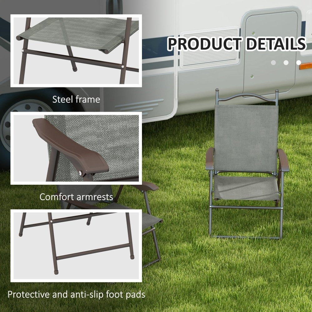 Two Folding Garden Chairs - Dark Brown