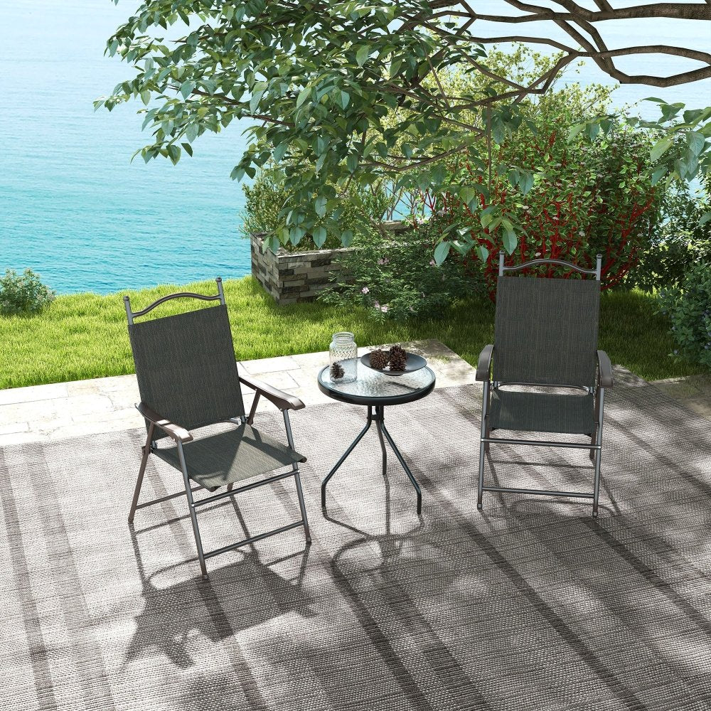 Two Folding Garden Chairs - Dark Brown