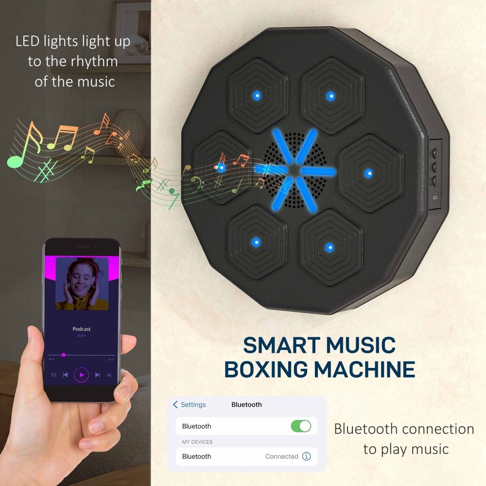 Wall - Mounted Music Boxing Machine with Bluetooth