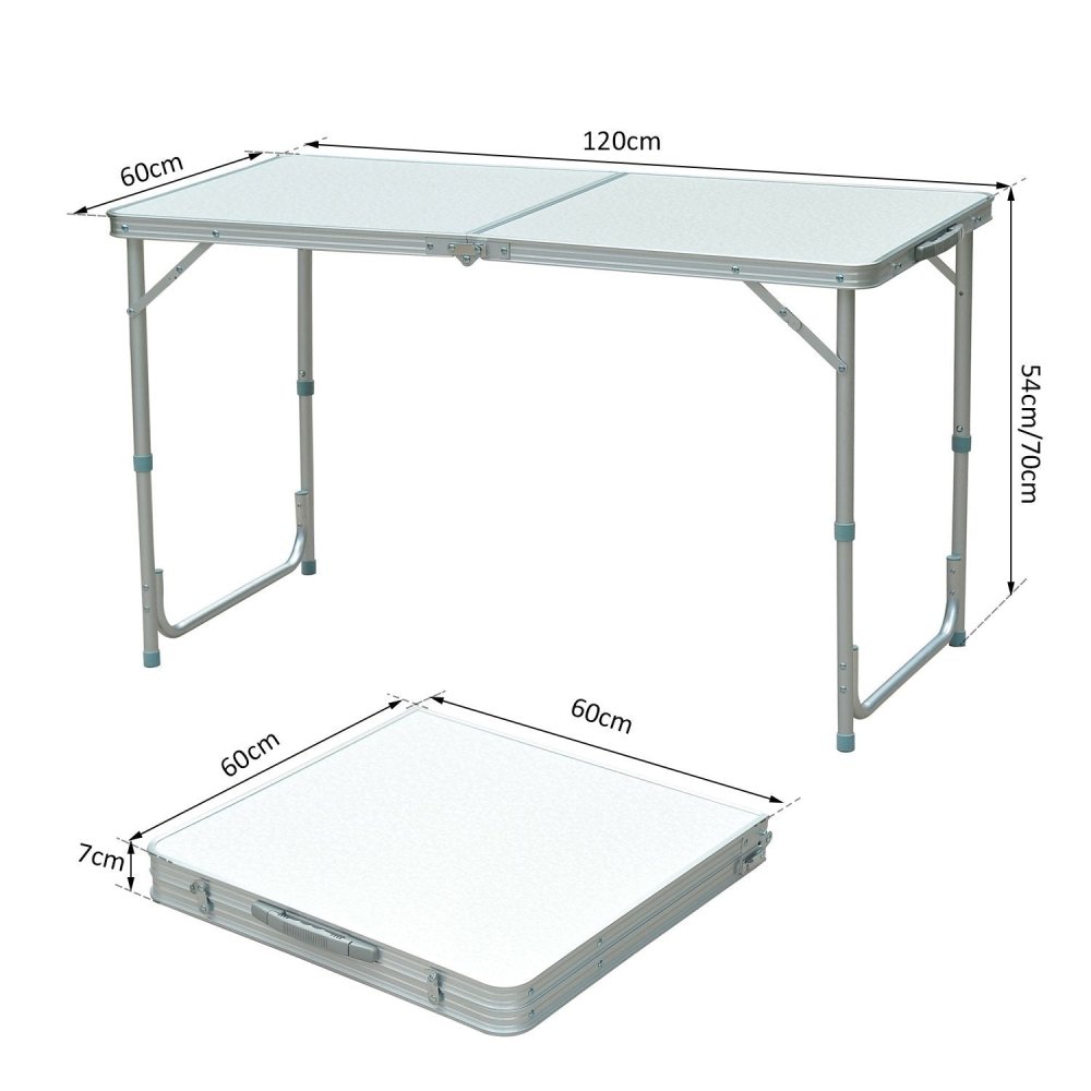 White Adjustable Folding Camping Table