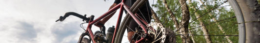 Close-up of a gravel bike.