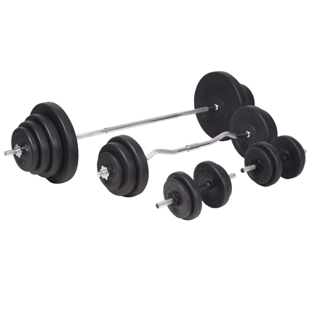 120kg Weight Bench Set with Barbell, Dumbbells & Rack - Fittux