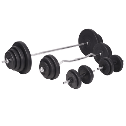120kg Weight Bench Set with Barbell, Dumbbells & Rack - Fittux