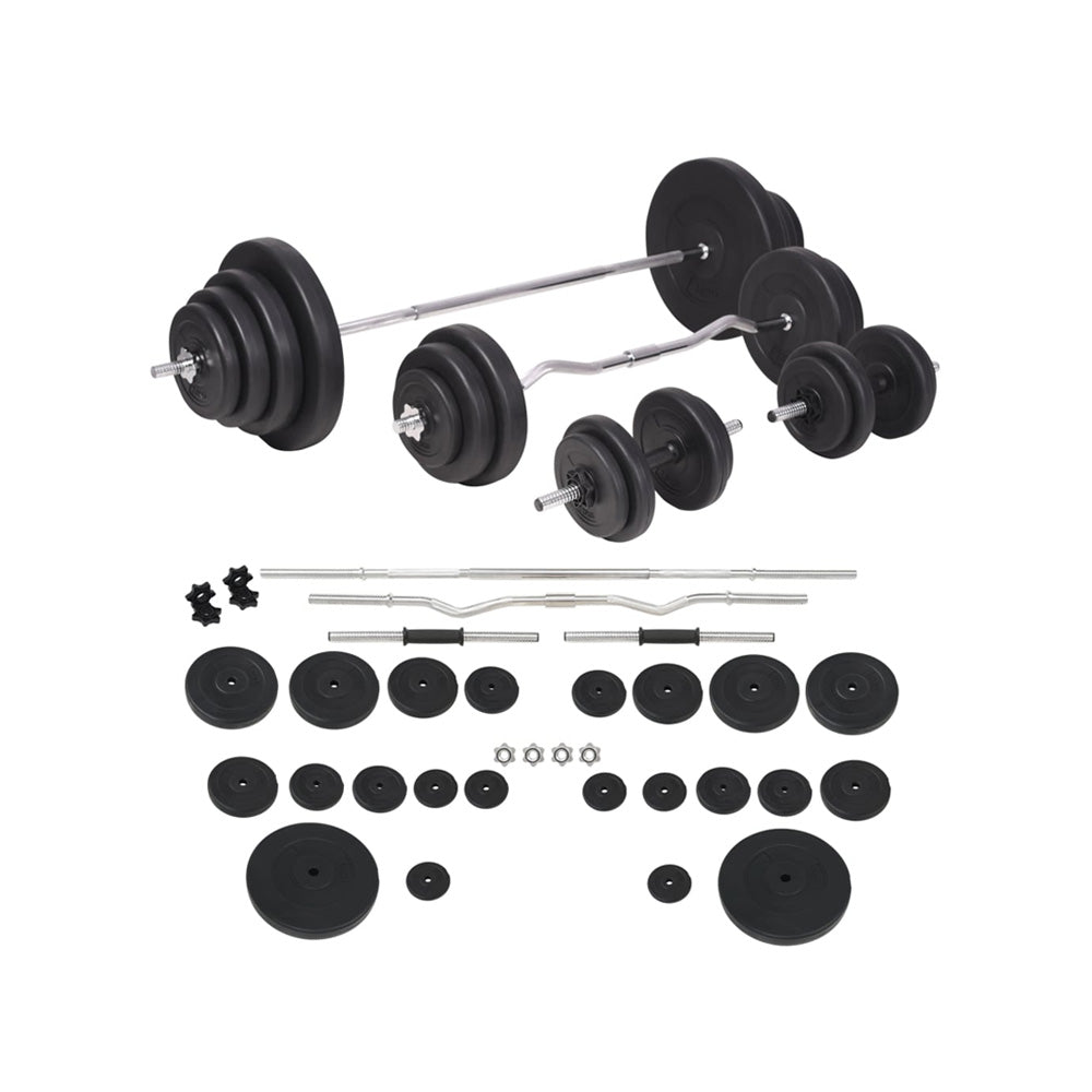 120kg Weight Bench Set with Barbell, Dumbbells & Rack - Fittux