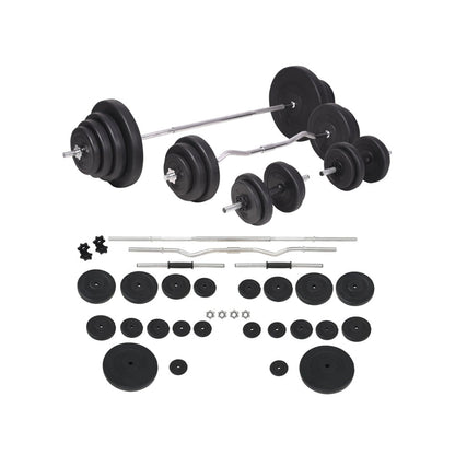120kg Weight Bench Set with Barbell, Dumbbells & Rack - Fittux
