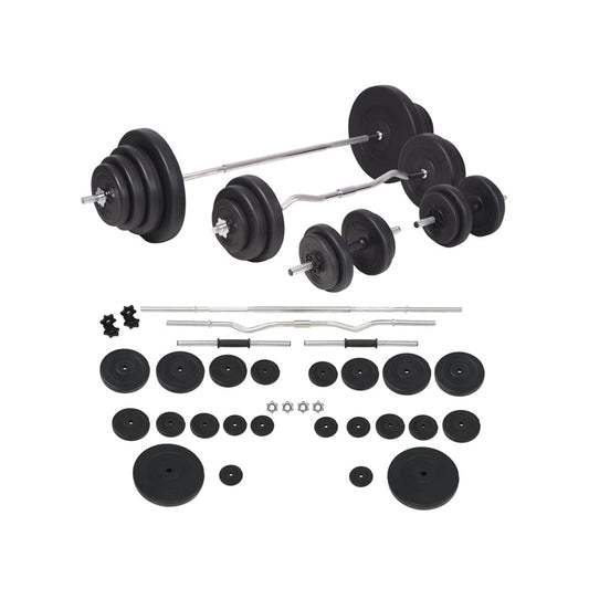 120kg Weight Bench Set with Barbell, Dumbbells & Rack - Fittux