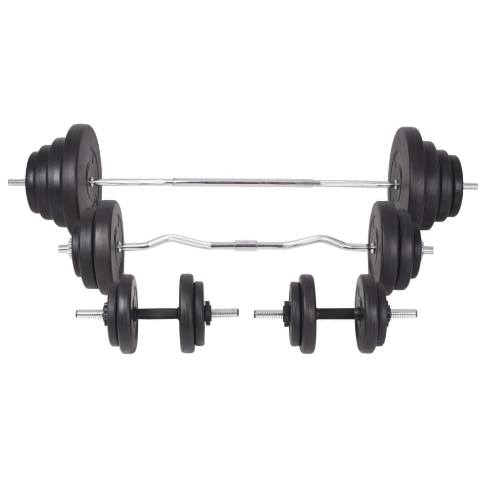 120kg Weight Bench Set with Barbell, Dumbbells & Rack - Fittux