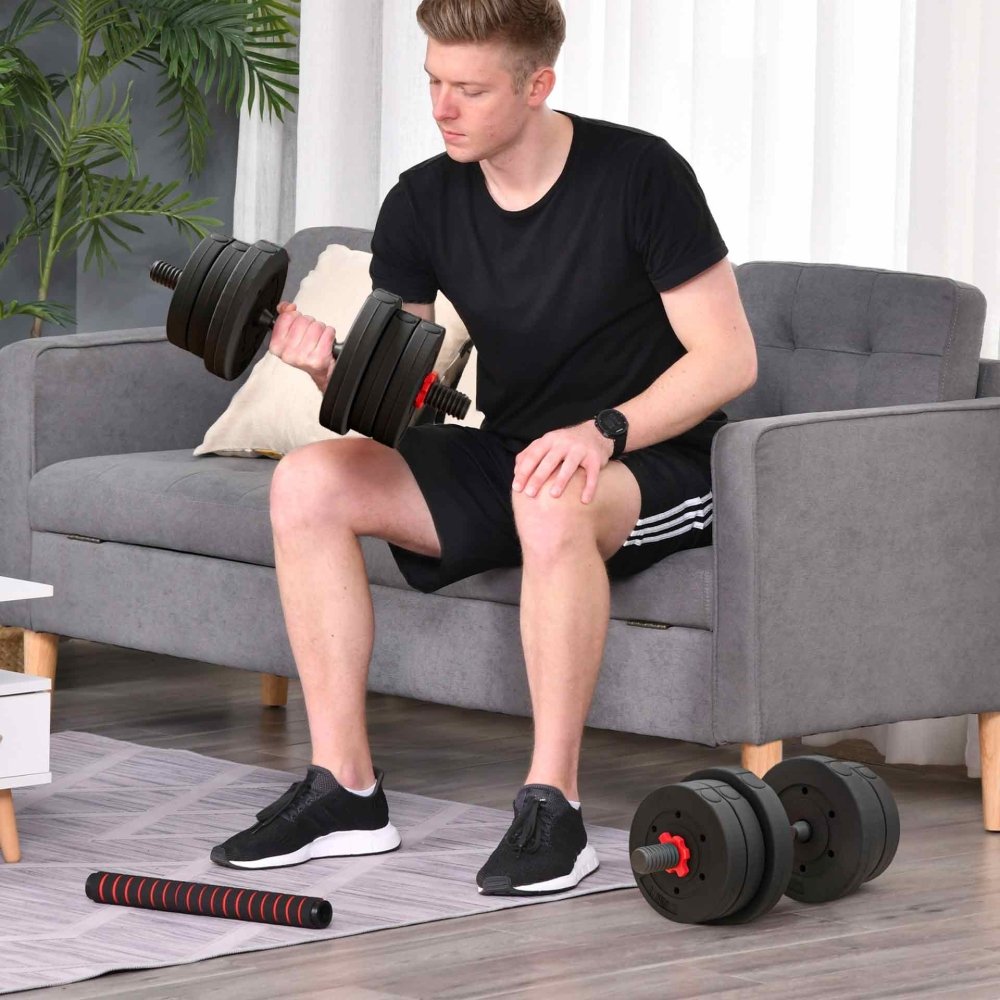 2 in 1 - Adjustable Dumbbell Barbell Set 20KG