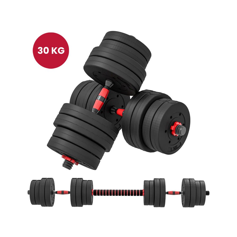 2 in 1 - Adjustable Dumbbell Barbell Set 30KG
