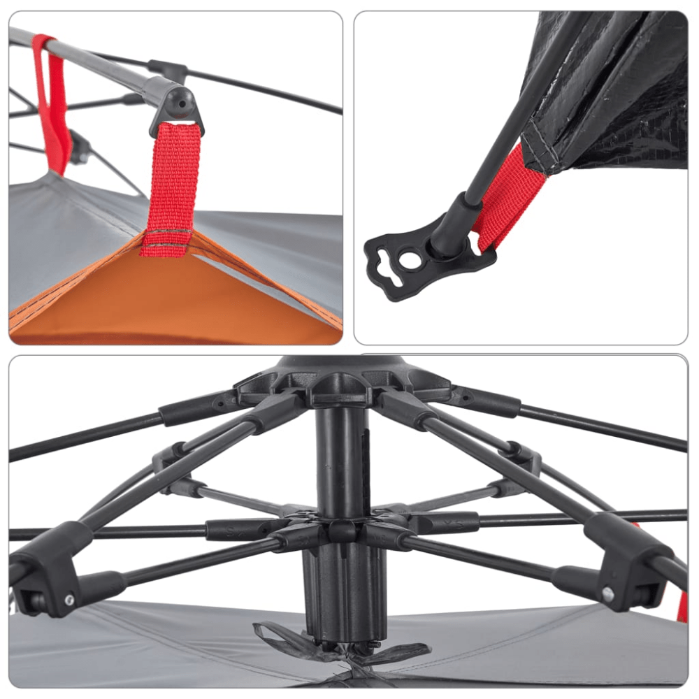 2 - Person Dome Camping Tent – Grey & Orange with Quick - Release Setup - Fittux