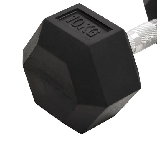 2 x 10kg Hex Cast Iron Dumbbells