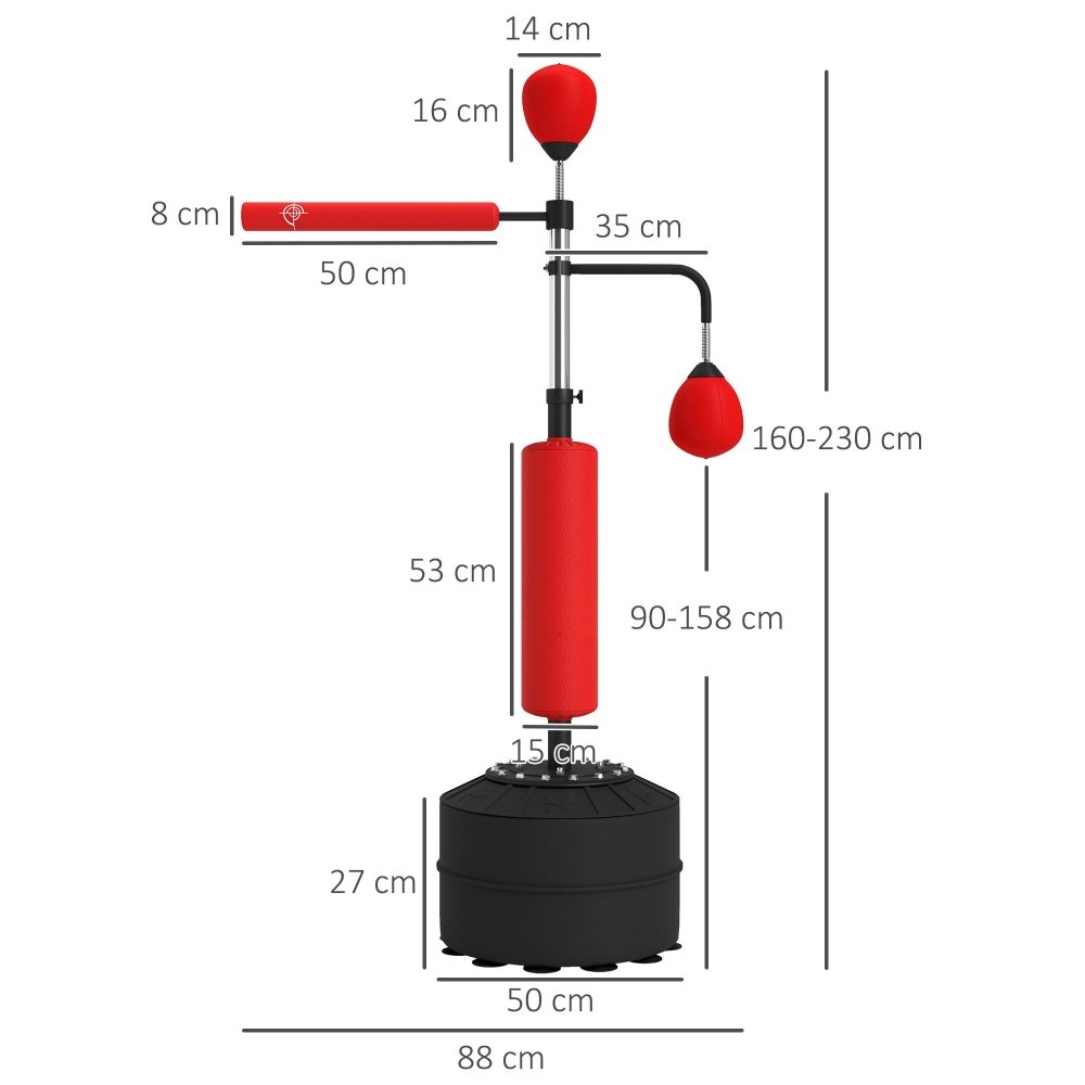 3 - in - 1 Freestanding Boxing Punch Bag with Speedballs & Reflex Bar