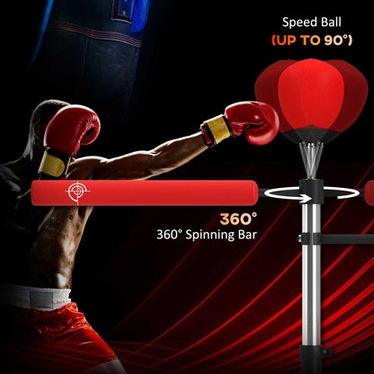 3 - in - 1 Freestanding Boxing Punch Bag with Speedballs & Reflex Bar
