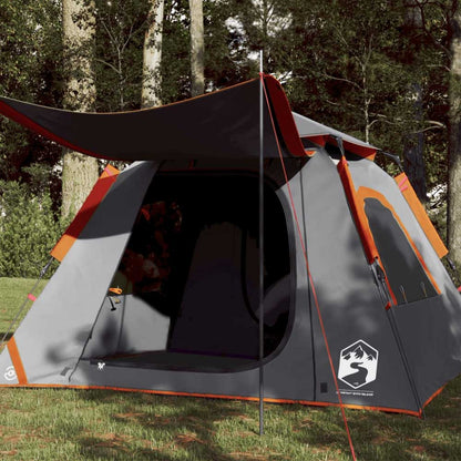 4 - Person Dome Camping Tent – Grey & Orange with Quick - Release Setup