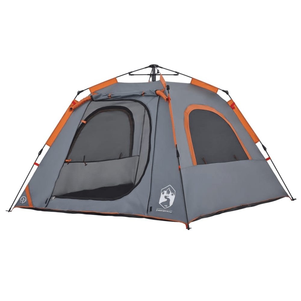 4 - Person Dome Camping Tent – Grey & Orange with Quick - Release Setup - Fittux
