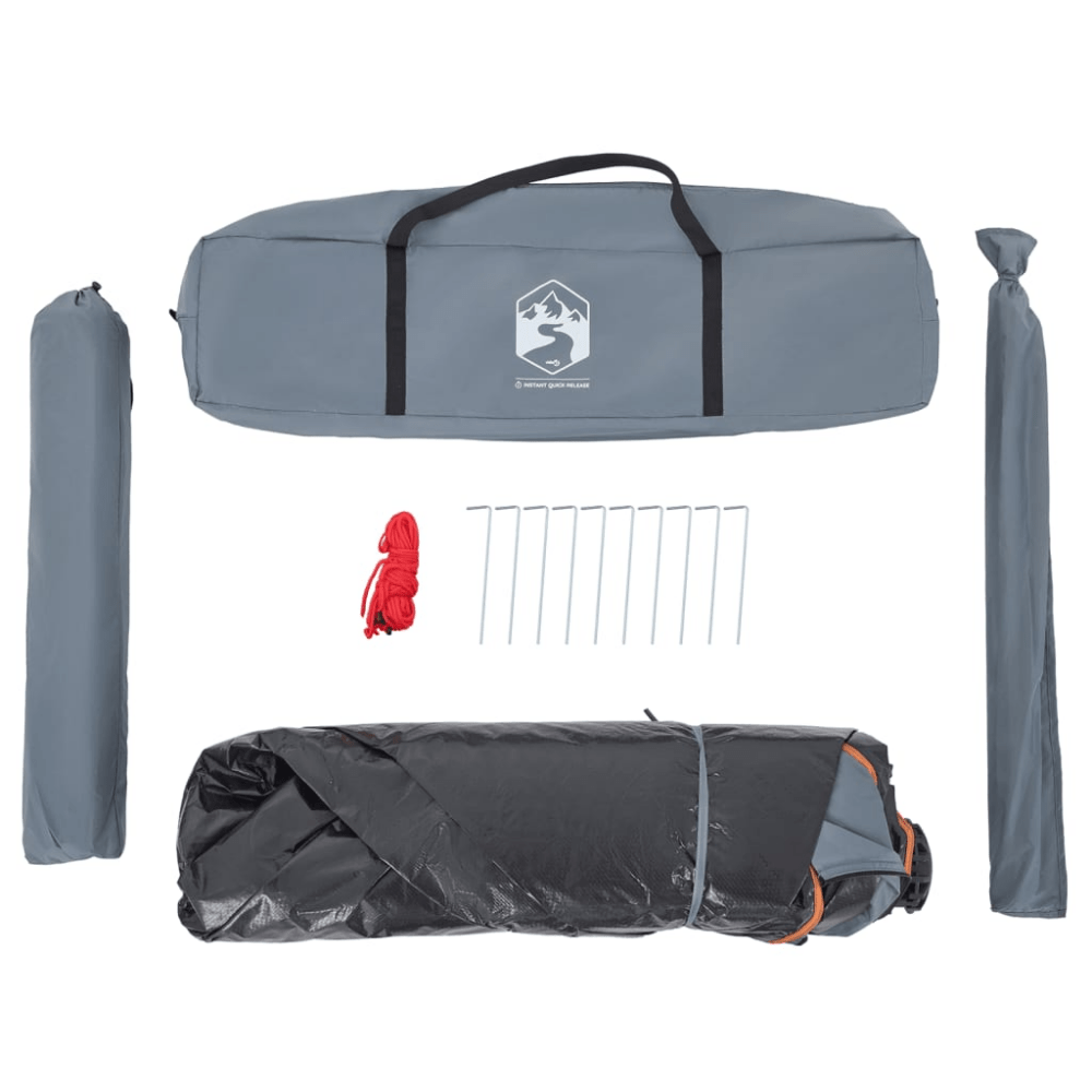 4 - Person Dome Camping Tent – Grey & Orange with Quick - Release Setup - Fittux