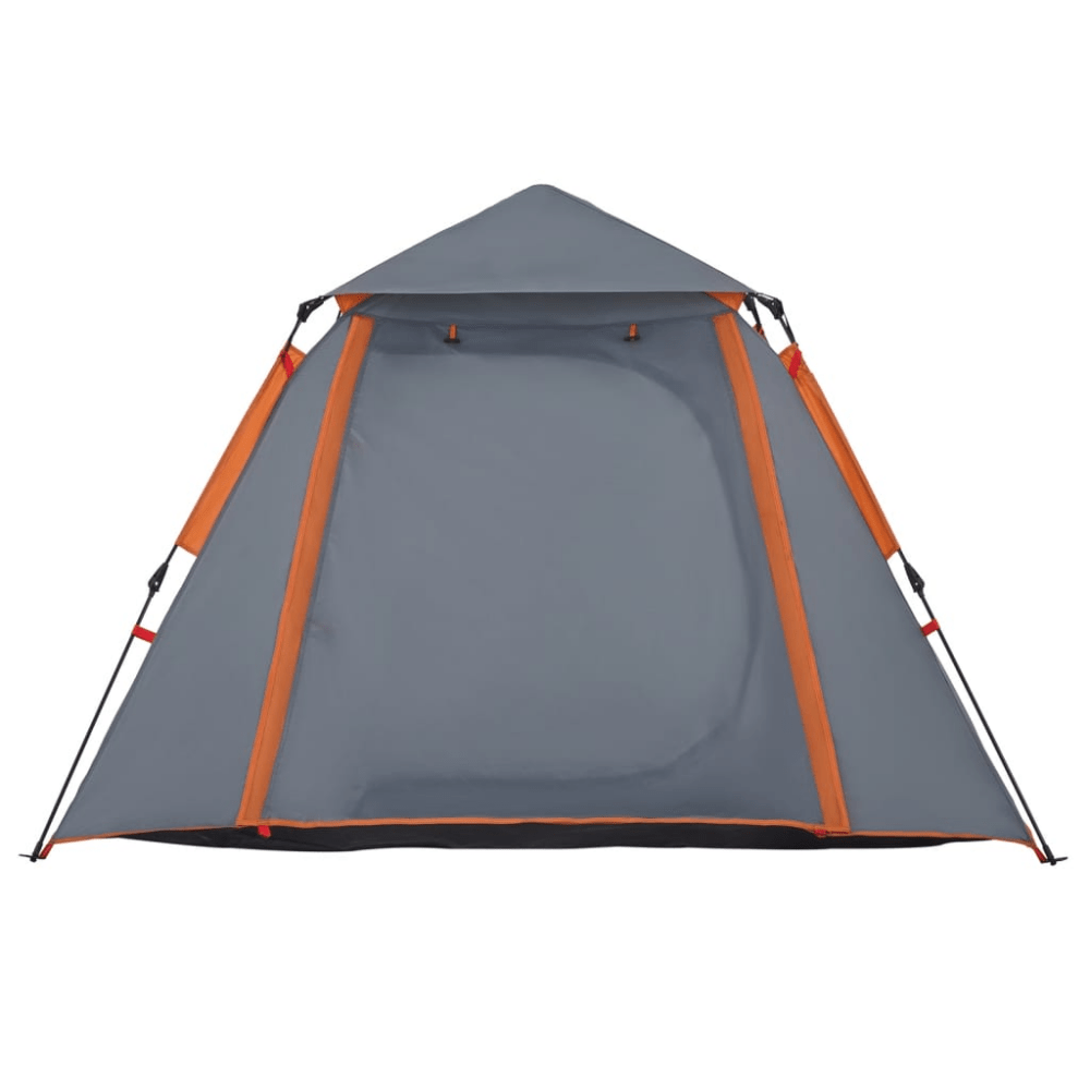4 - Person Dome Camping Tent – Grey & Orange with Quick - Release Setup - Fittux
