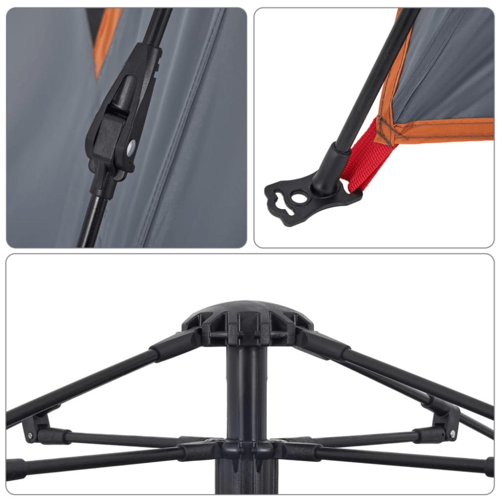 4 - Person Dome Camping Tent – Grey & Orange with Quick - Release Setup - Fittux