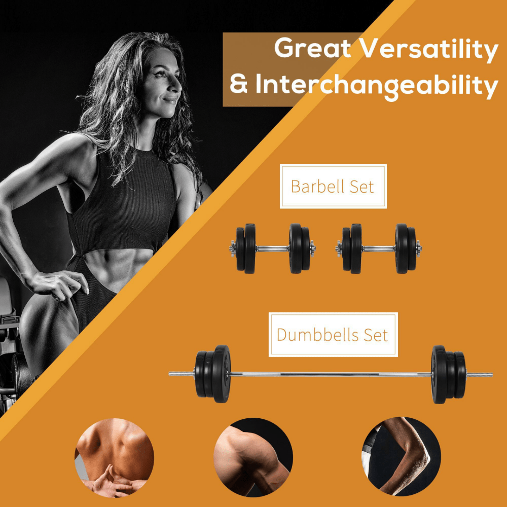 65kg Adjustable Dumbbell & Barbell Set – 2 - in - 1 Free Weights with Connector Bar - Fittux