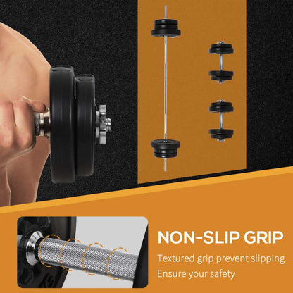 65kg Adjustable Dumbbell & Barbell Set – 2 - in - 1 Free Weights with Connector Bar