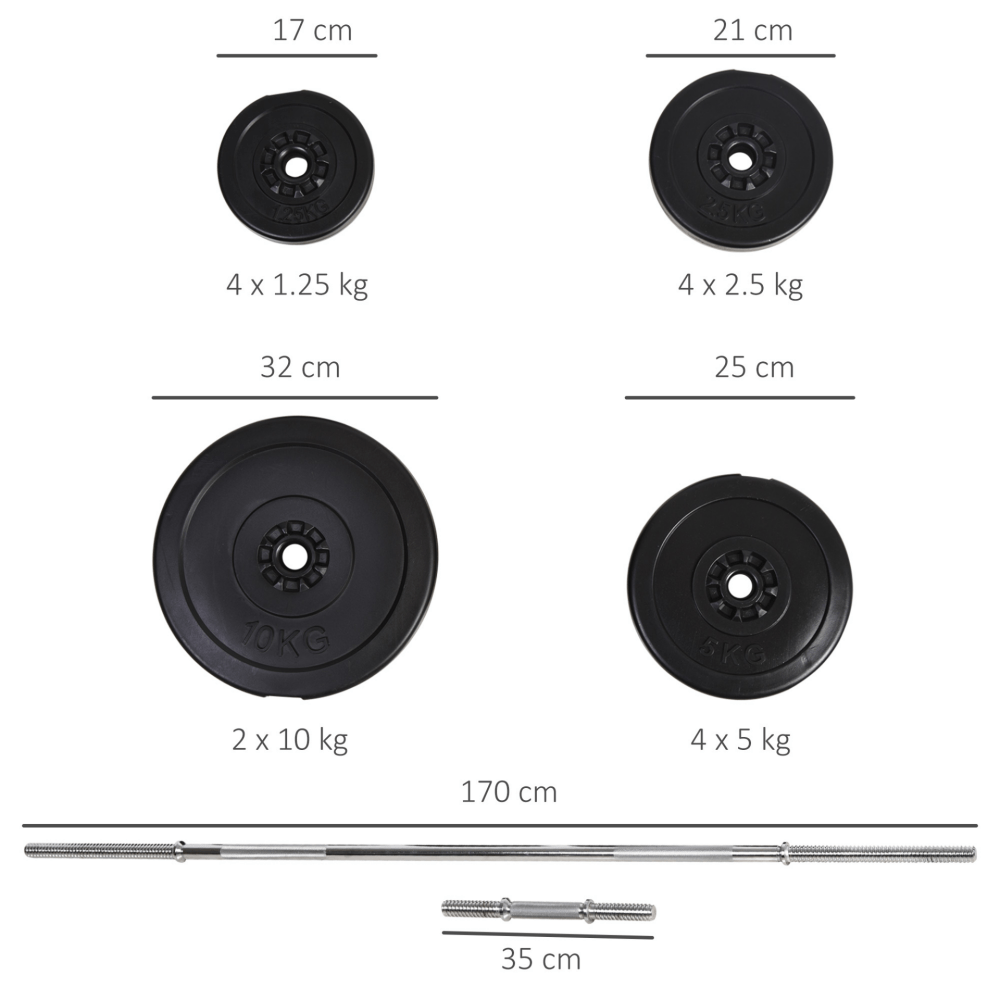65kg Adjustable Dumbbell & Barbell Set – 2 - in - 1 Free Weights with Connector Bar - Fittux