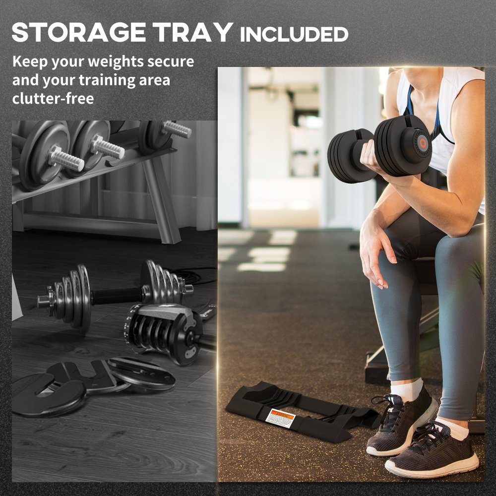 Adjustable Dumbbells 24kg Pair – Home Gym Weights Set