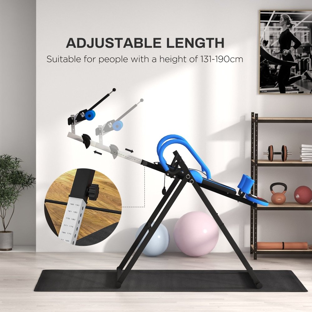 Adjustable Gravity Inversion Table for Back Pain Relief (Blue/Red)