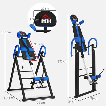Adjustable Gravity Inversion Table for Back Pain Relief (Blue/Red)
