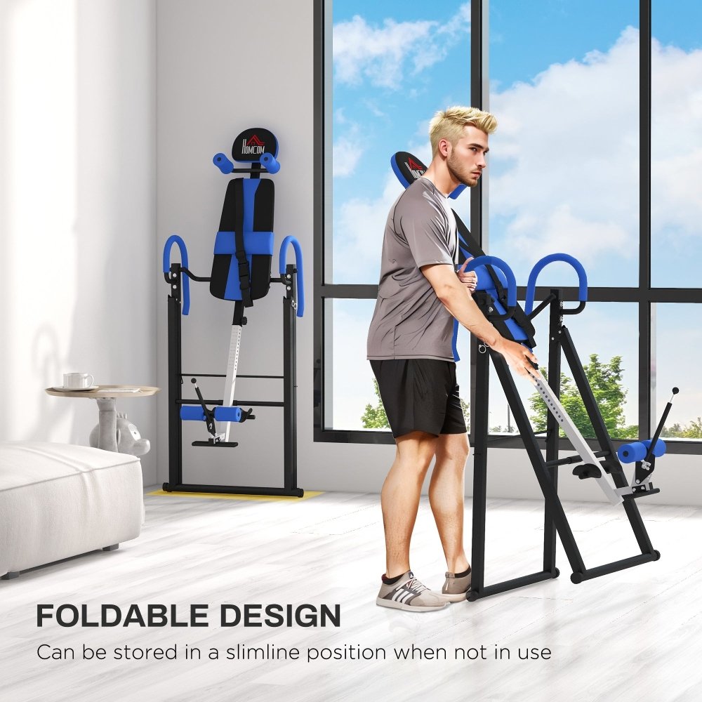 Adjustable Gravity Inversion Table for Back Pain Relief (Blue/Red)