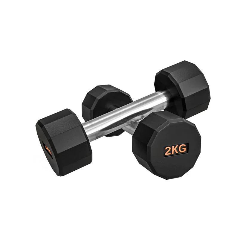 Anti - Roll 12 sided Dumbbell Set - Pairs from 2kg to 12kg