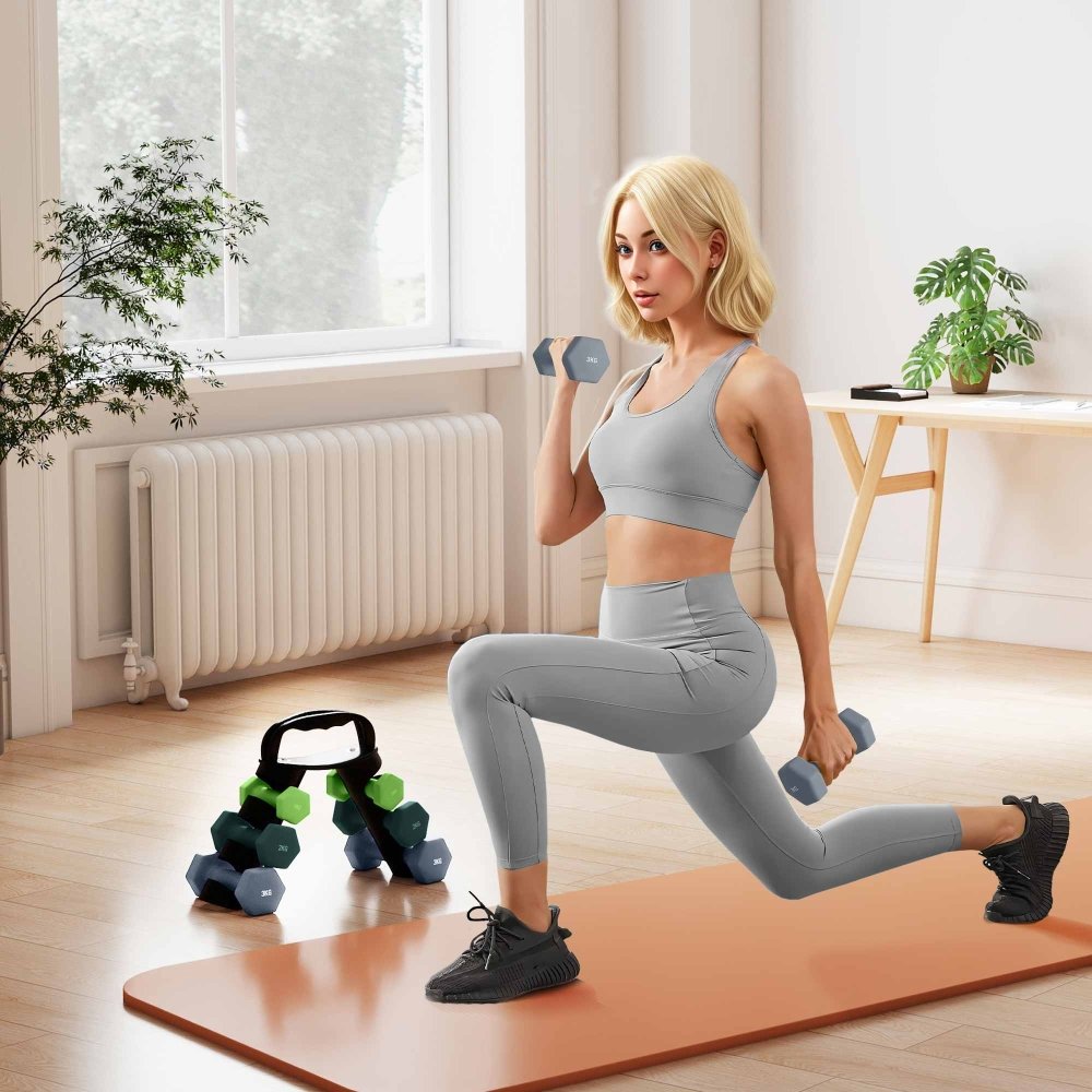 Dumbbell Weight Set with Rack & Kettlebell Conversion – 6 Pairs