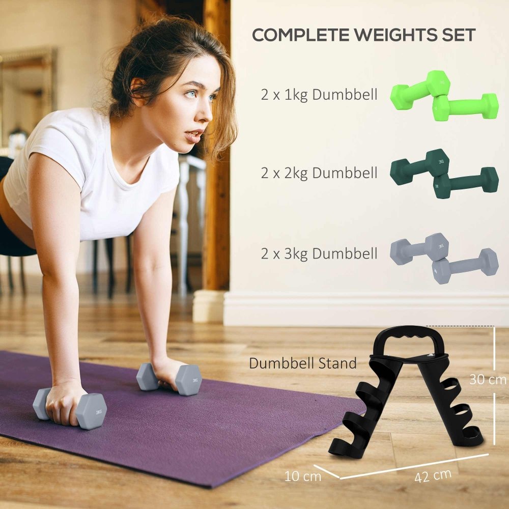 Dumbbell Weight Set with Rack & Kettlebell Conversion – 6 Pairs