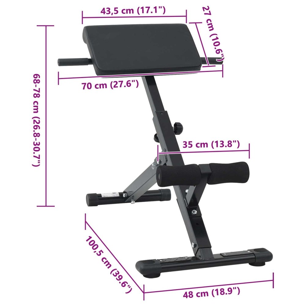 Foldable Adjustable Steel Hyperextension Bench