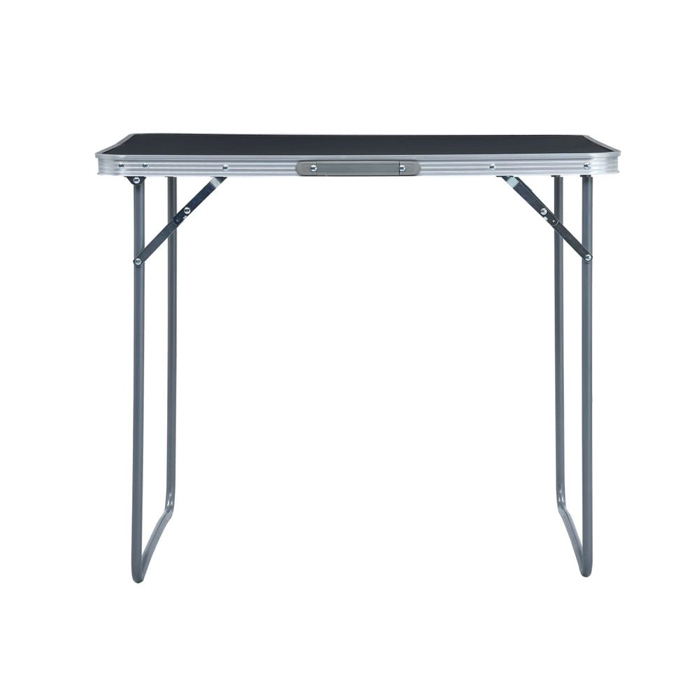 Foldable Camping Table – Grey 80x60 cm with Metal Frame - Fittux