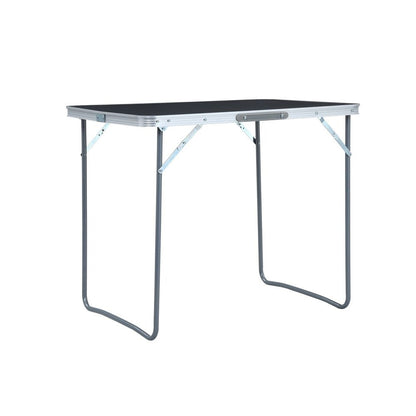 Foldable Camping Table – Grey 80x60 cm with Metal Frame - Fittux