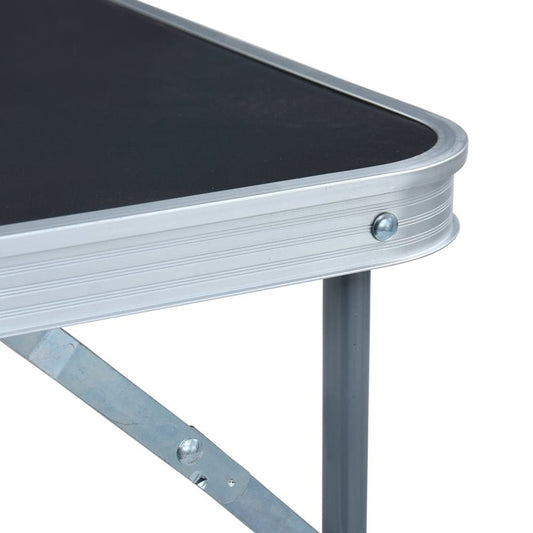 Foldable Camping Table – Grey 80x60 cm with Metal Frame - Fittux