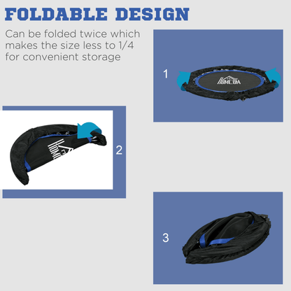 Foldable Mini Fitness Trampoline – Blue, with Adjustable Foam Handle