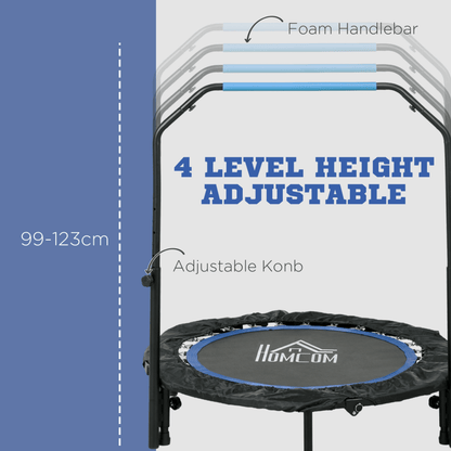 Foldable Mini Fitness Trampoline – Blue, with Adjustable Foam Handle