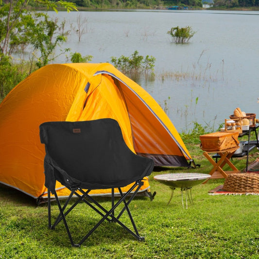 Folding Camping Chair - Black / White