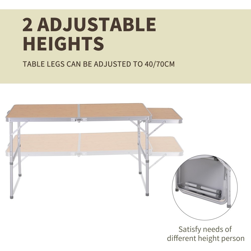 Folding Camping Table with Pull - Out Side Tray