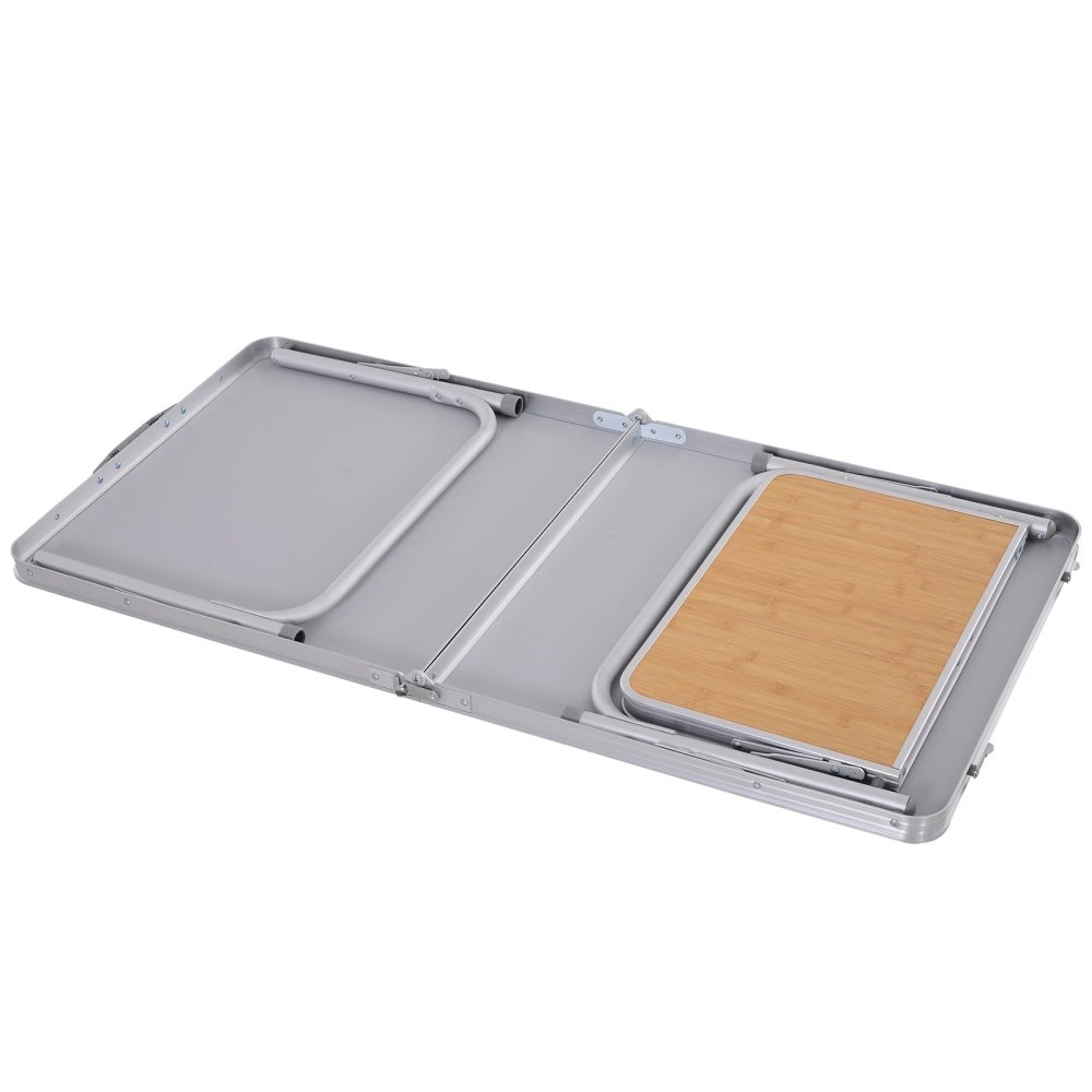 Folding Camping Table with Pull - Out Side Tray