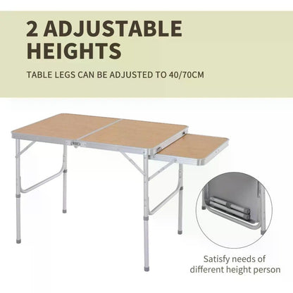 Folding Camping Table with Pull - Out Side Tray