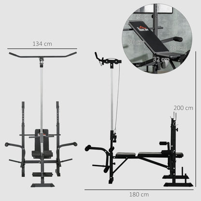 HOMCOM Adjustable Weight Bench with Pulley System & Squat Rack