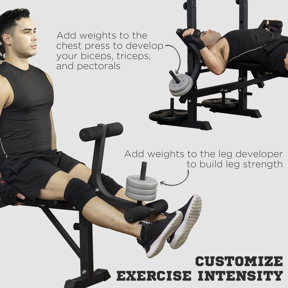HOMCOM Adjustable Weight Bench with Pulley System & Squat Rack