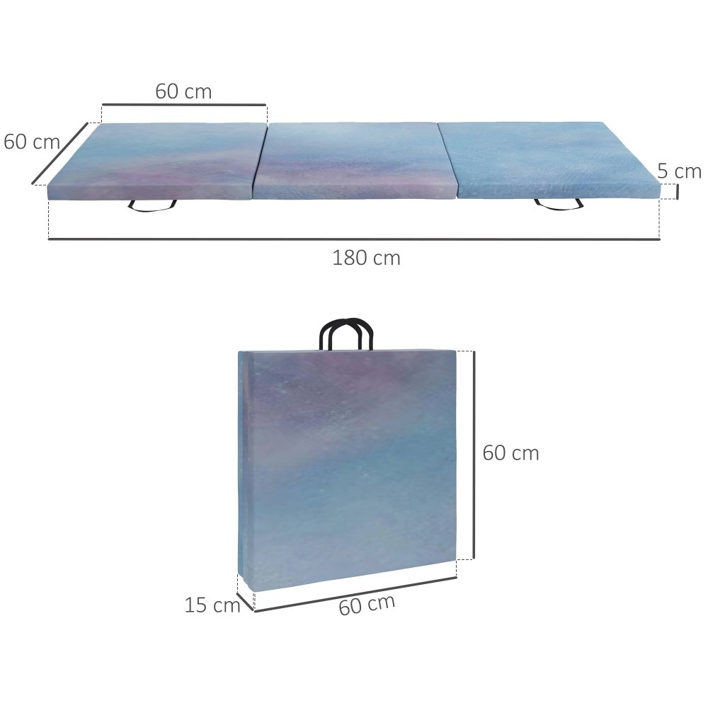 HOMCOM Sky Blue 6ft Foldable Gym Mat