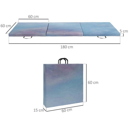 HOMCOM Sky Blue 6ft Foldable Gym Mat